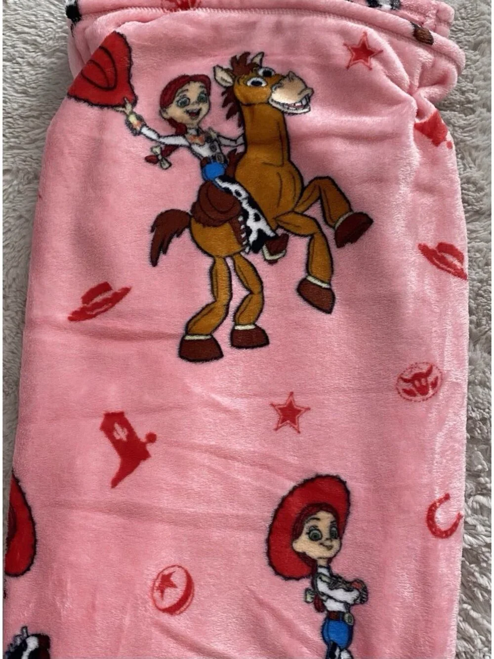 Disney Pixar Toy Story 5 Jessie Bullseye Plush Throw Blanket Pink 50” X 70” NEW